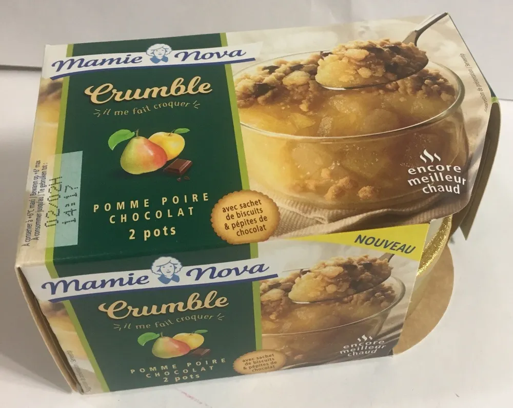 Crumble pomme poire chocolat