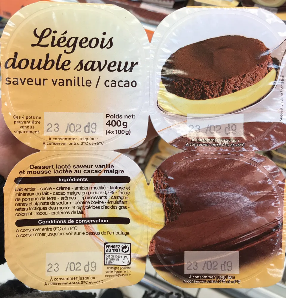Liégeois double saveur vanille / cacao