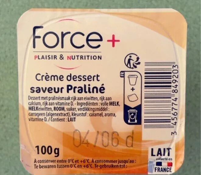 Crème dessert saveur praliné