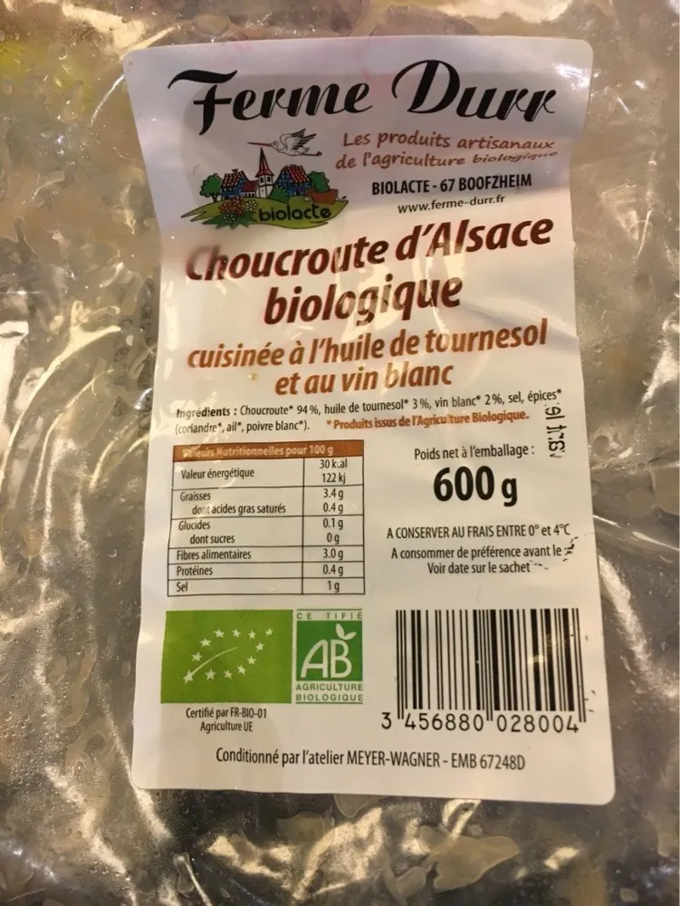 Choucroute d'Alsace Biologique