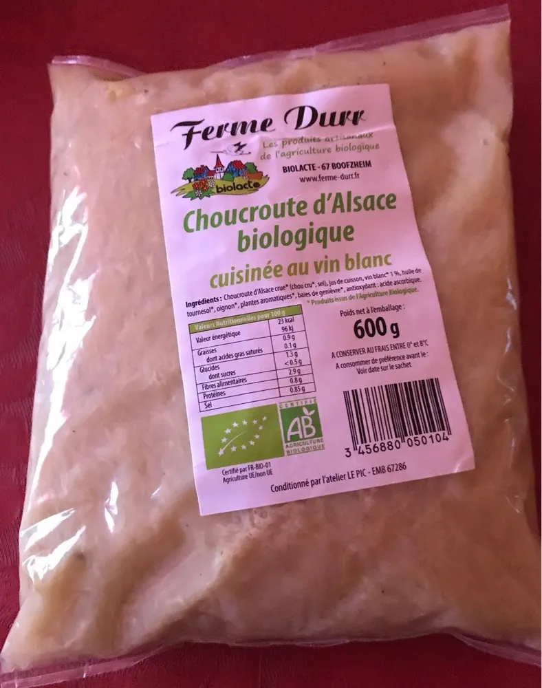 Choucroute d’Alsace biologique cuisinée au vin blanc