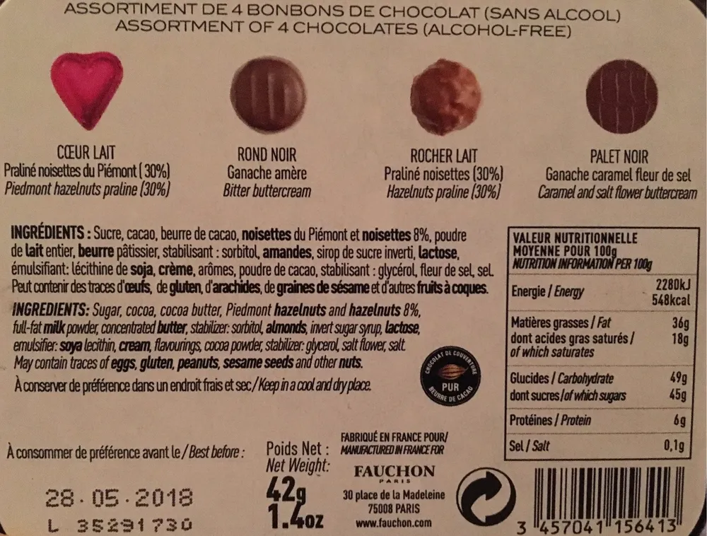 Assortiments de bonbons de chocolat