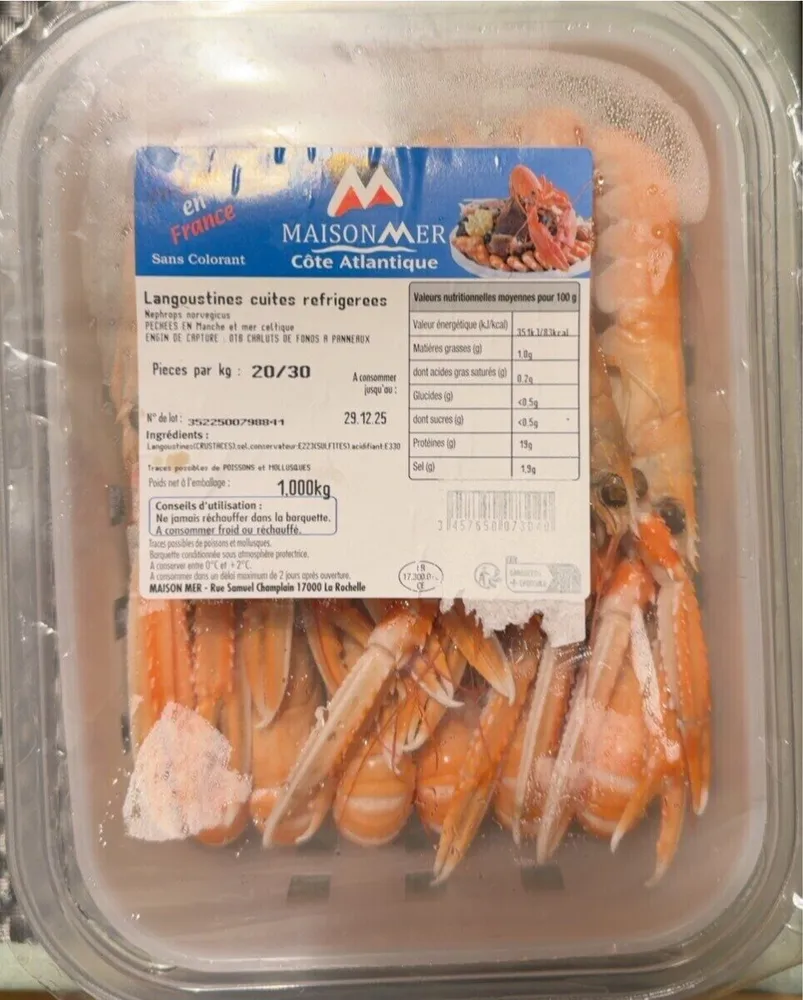 Langoustines, cuite, réfrigéré