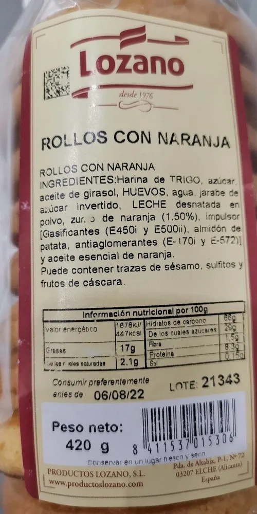 Rollos con naranja - Lozano-