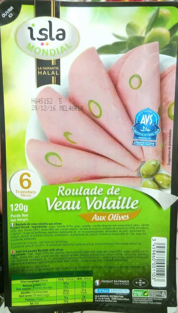 Roulade de veau volaille aux olives