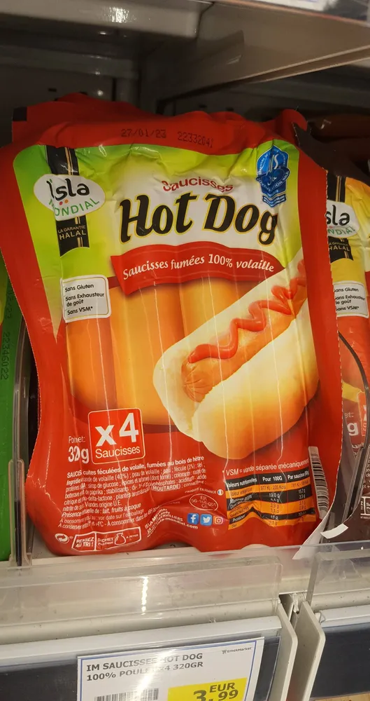 Saucisses halal fumées Hot Dog Isla