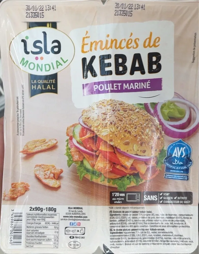 Emince de kebab poulet marine