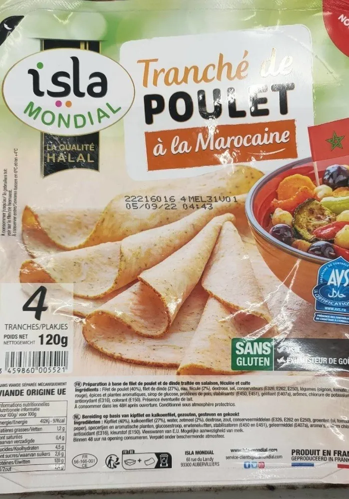 Tranché de poulet à la marocaine