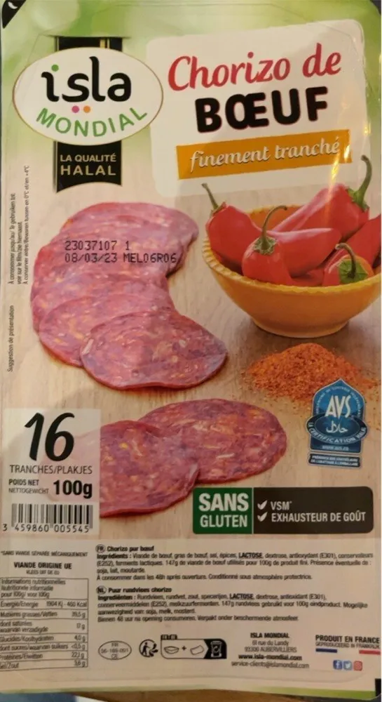 Chorizo de boeuf halal