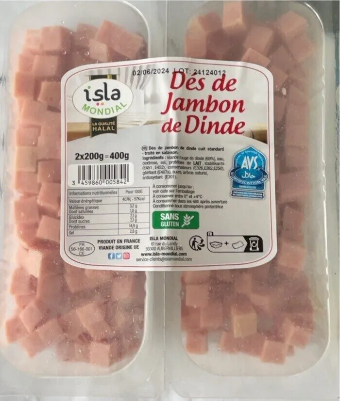 Dés de jambon de dinde