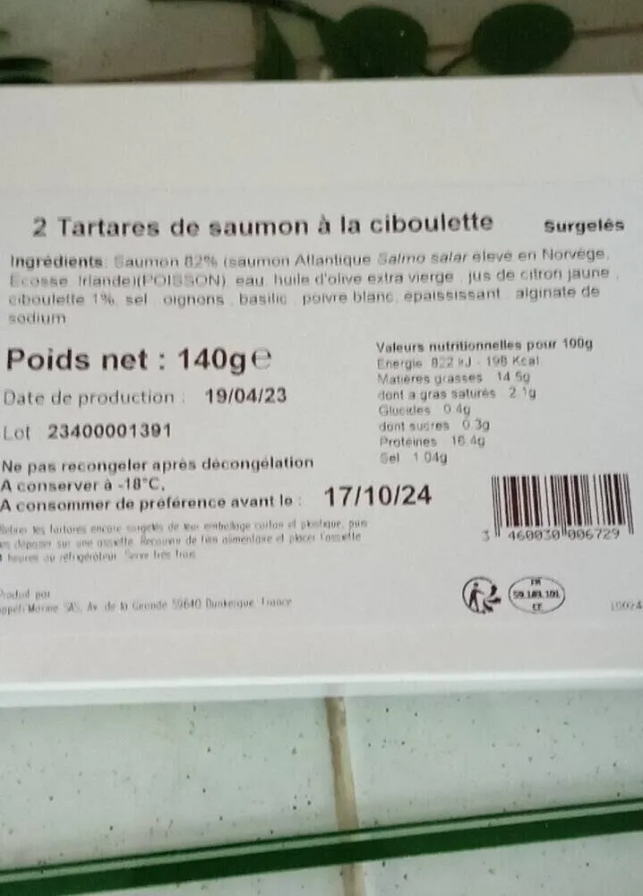 2 tartares de saumon à la ciboulette