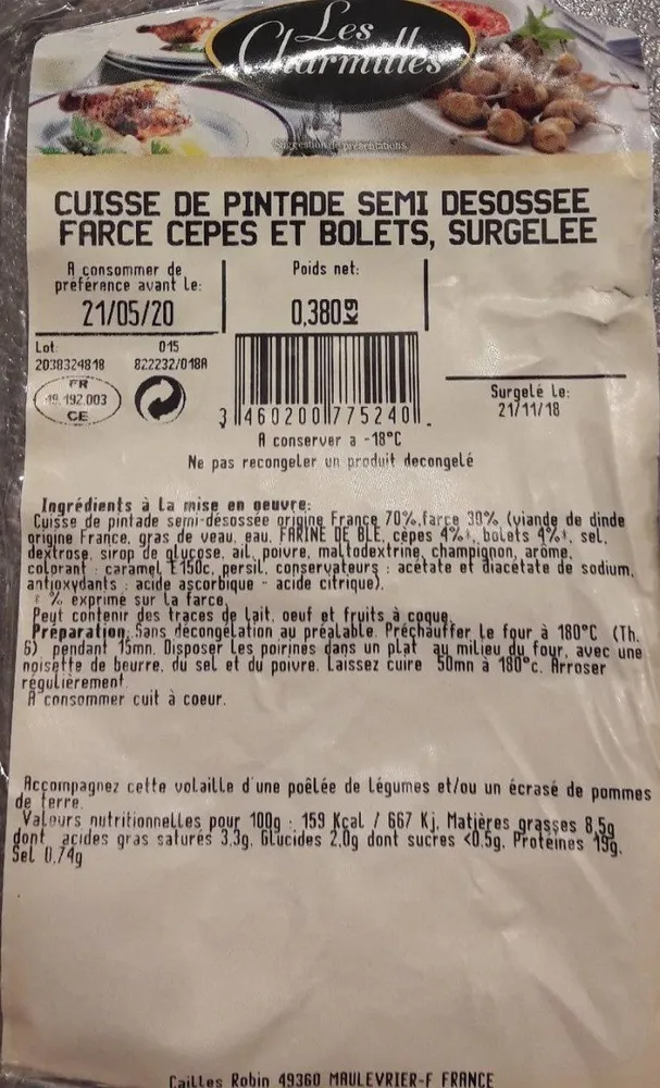 Cuisse de pintade farce cèpes et bolets