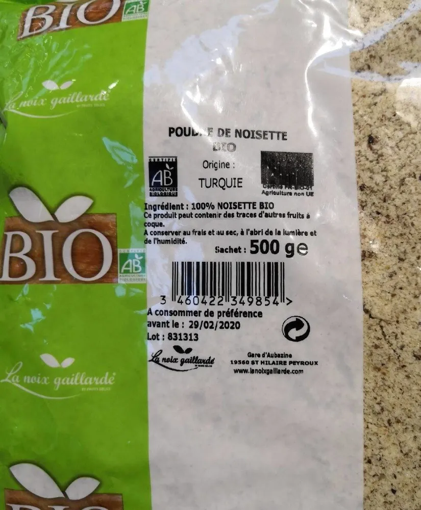 Poudre noisette bio