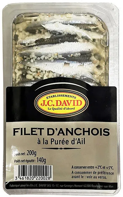 Filet d'anchois à la purée d'ail