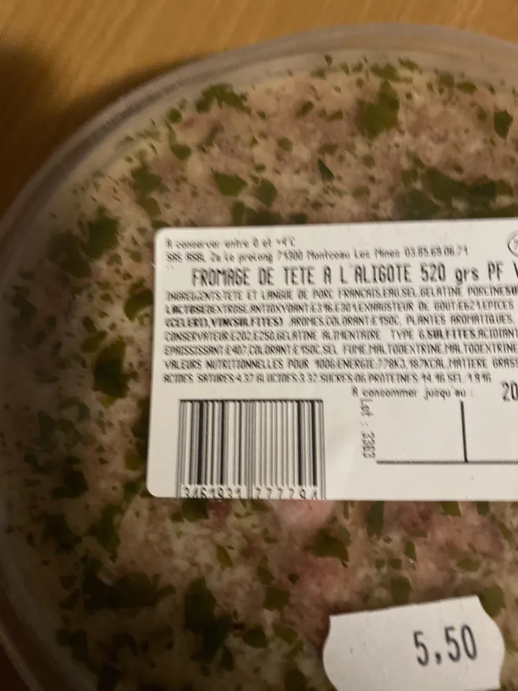 FROMAGE DE TETE A L ALIGOTE VPF