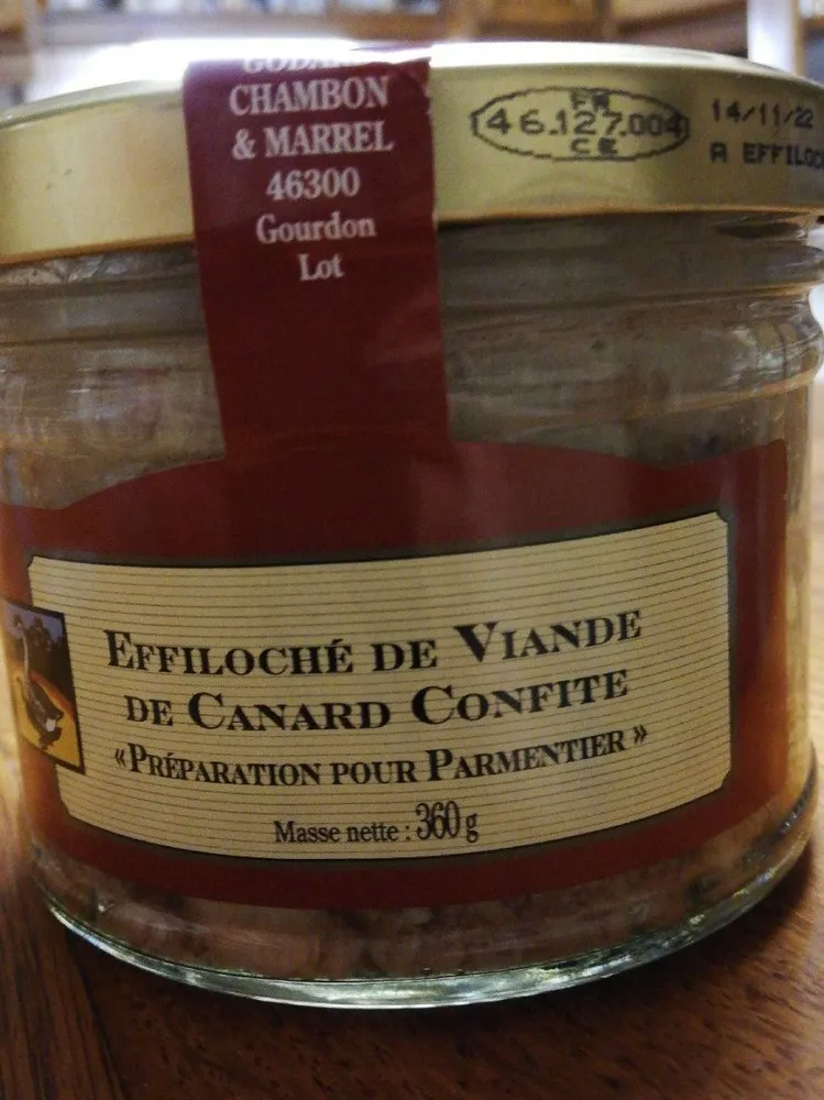 Efiloche de viande de canard