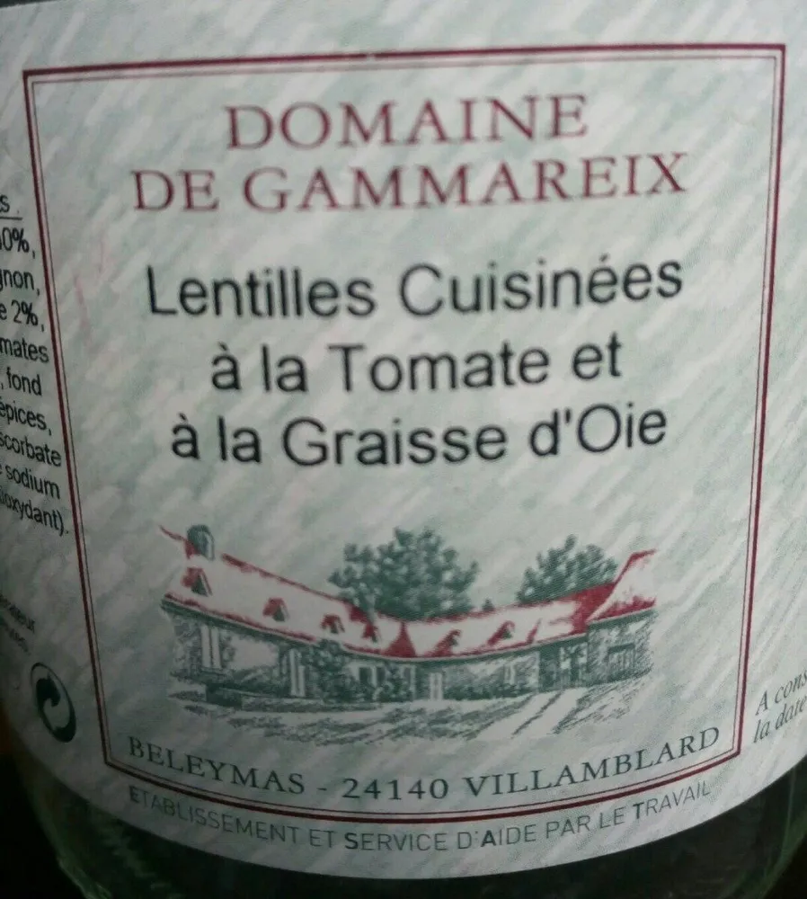 Lentilles cuisinêes à la tomate et à la graisse d'oie
