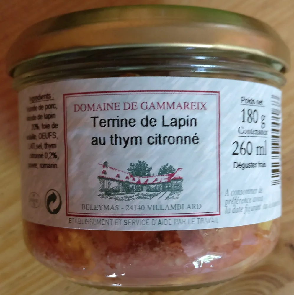 Terrine de lapin au thym citronné