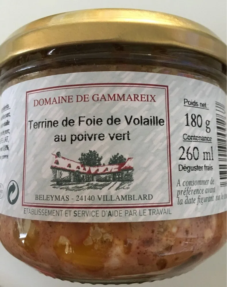 Terrine foie volaille poivre vert