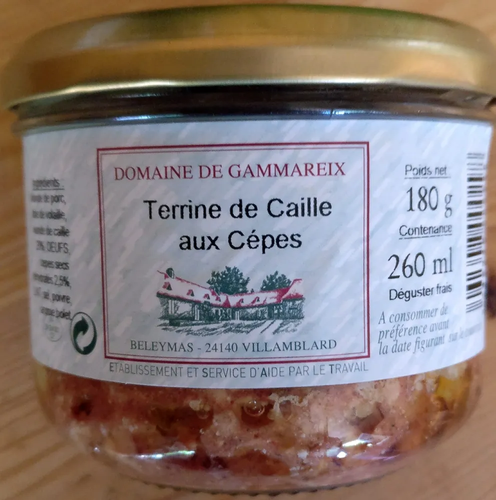 Terrine de cailles aux cepes