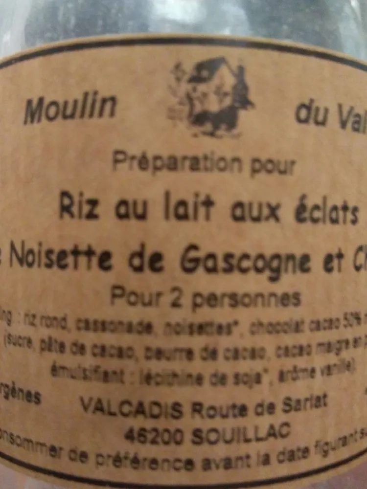 Riz au lait noisettes  et chocolat
