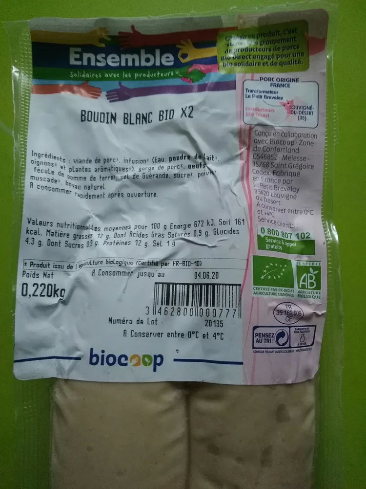 Boudin blanc , bio