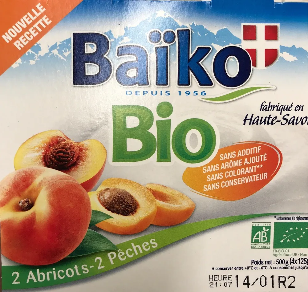 Yaourt bio abricot / pêche BAIKO