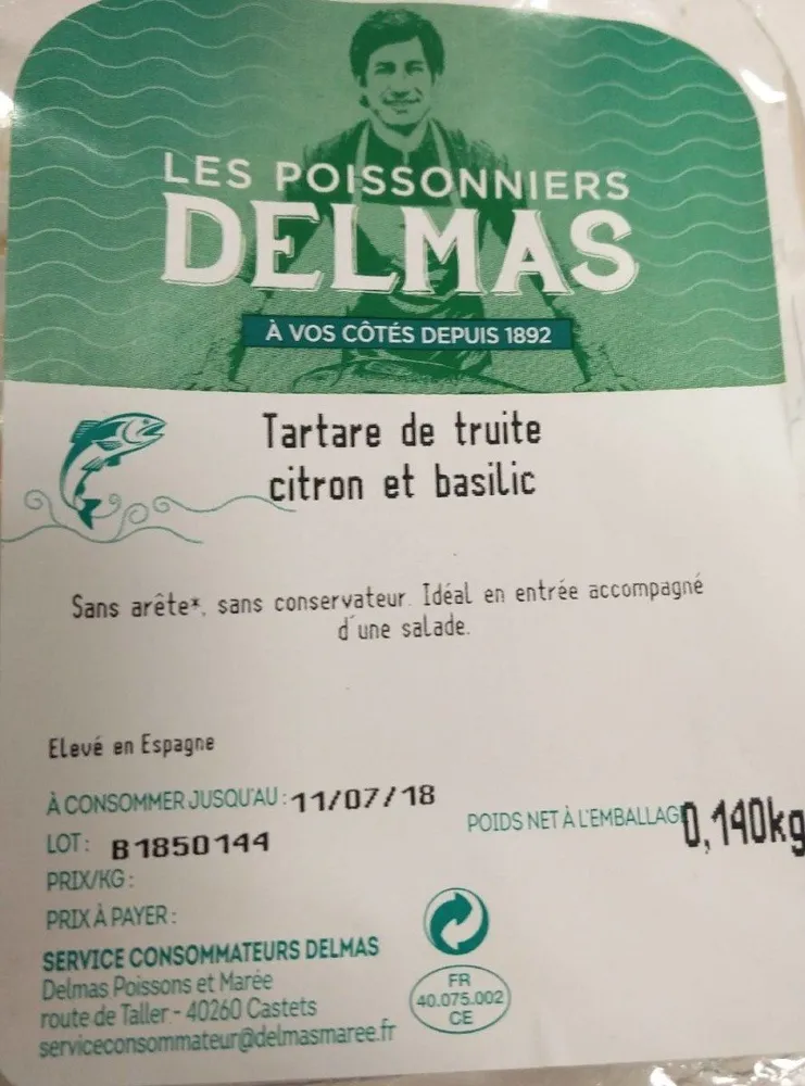 Tartare de truite citron et basilic