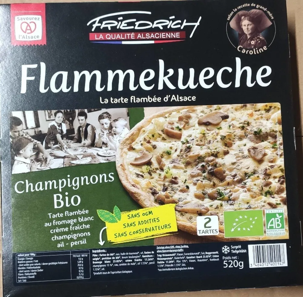 Flammekueche Champignons BIO - Tarte flambée Champignons BIO