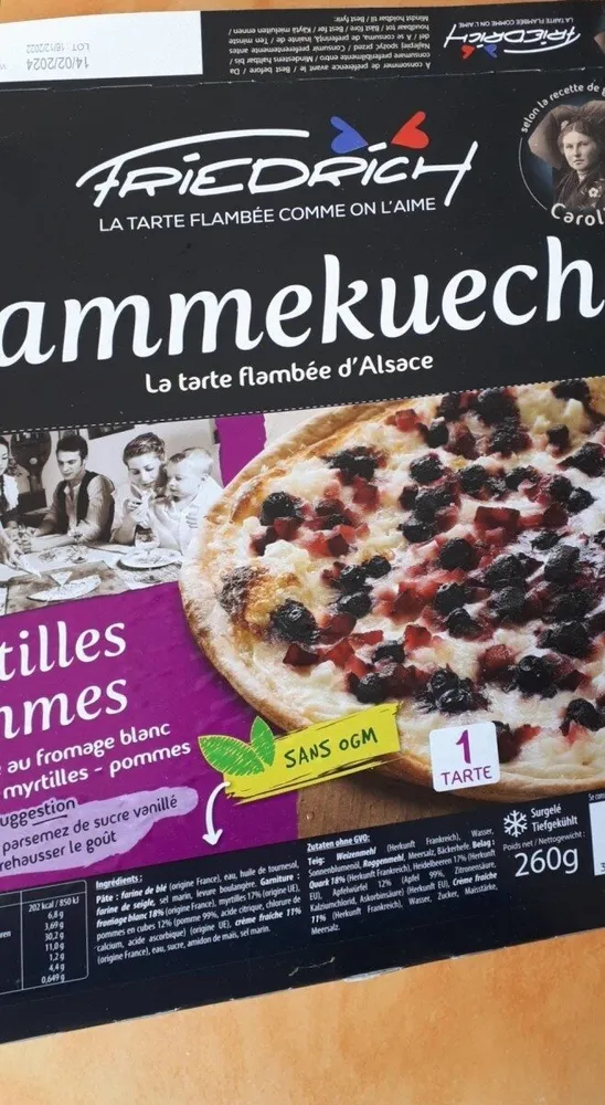 Flammenkueche myrtilles pommes friedrich