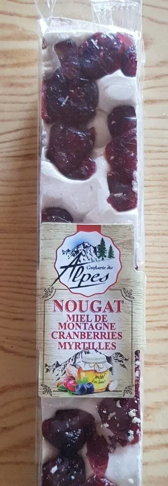 Nougat miel de montagne cranberries myrtilles