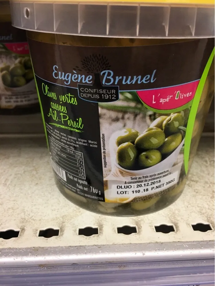 Olives vertes cassees ail persil