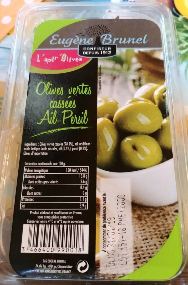 Olives vertes cassées Ail-Persil