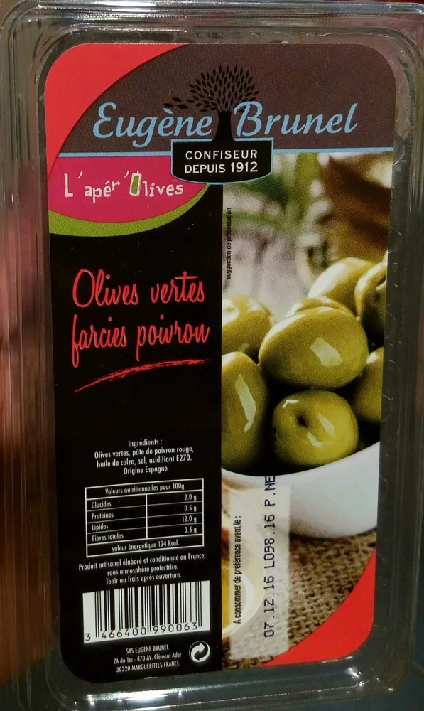 Olives vertes farcies poivron