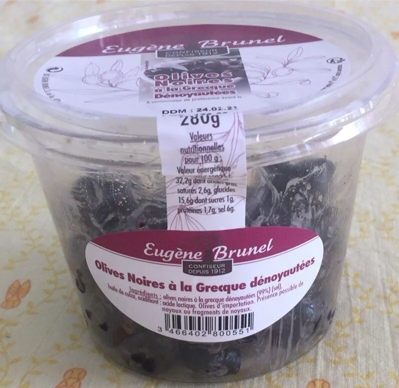 Olives noires à la grecpue dénoyautées
