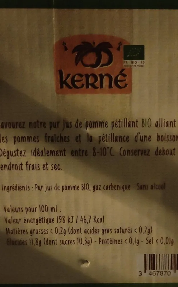 Jus de pomme pétillant bio