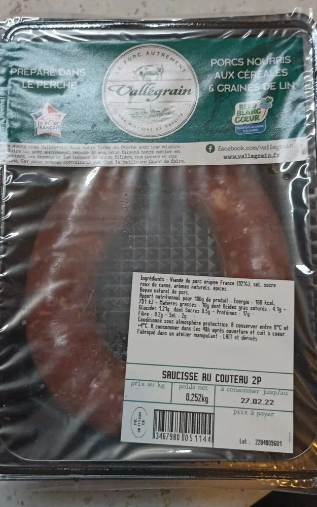 SAUCISSE AU COUTEAU 2P
