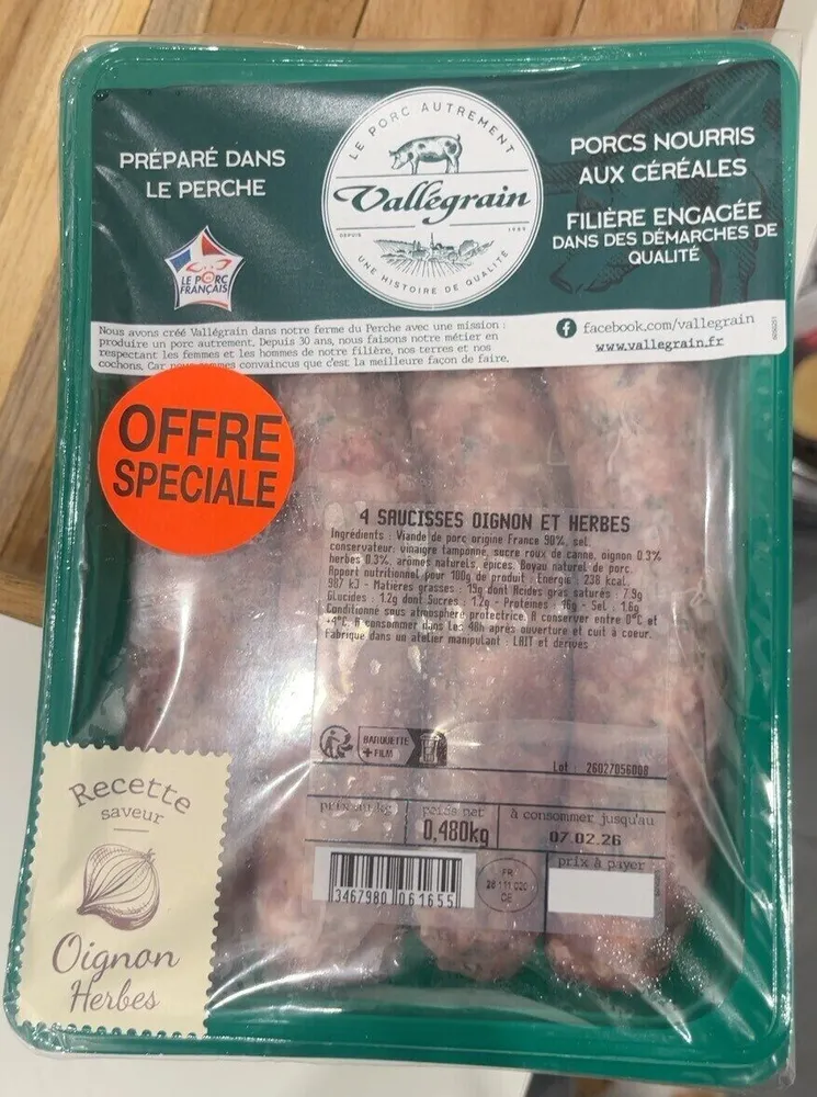 Saucisses oignon et herbes