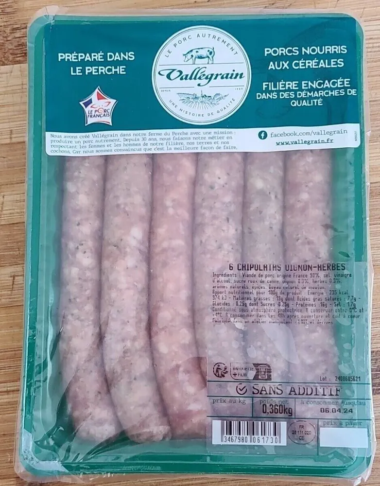 6 chipolatas oignon-herbes