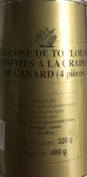 Saucisse de toulouse confites à la graisse de canard