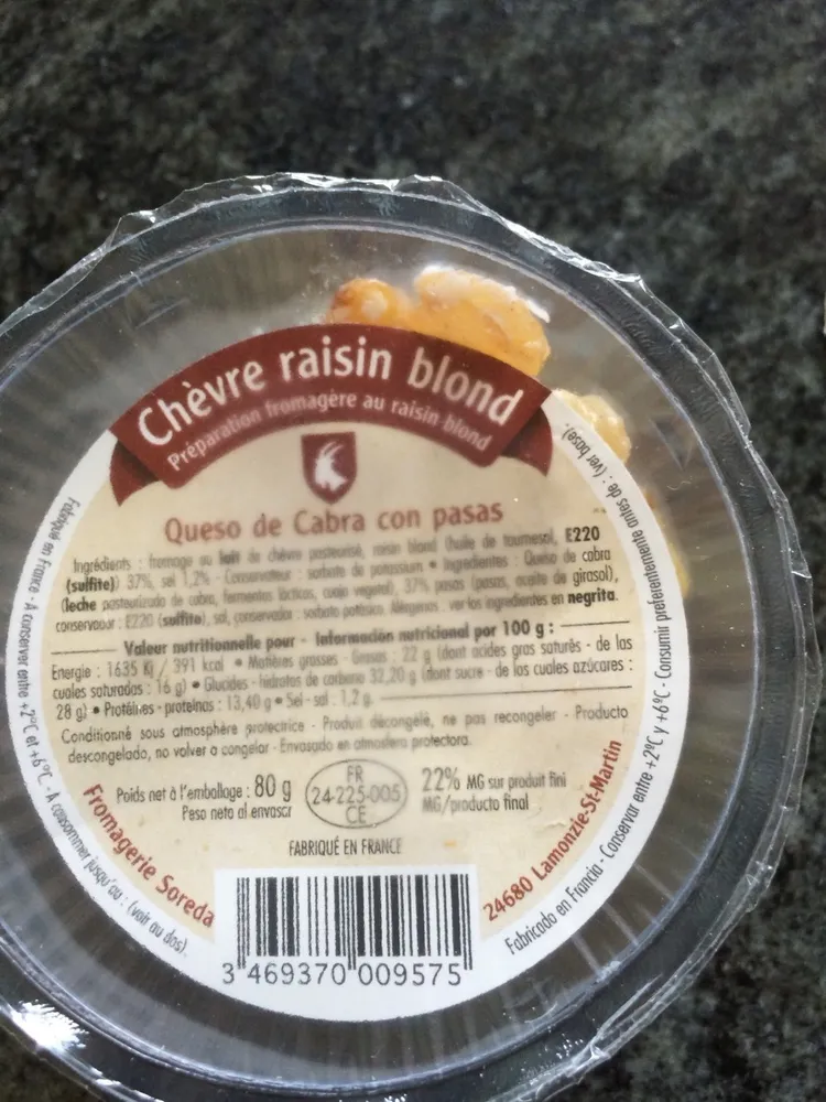 Chèvre raisin blond (22% MG)