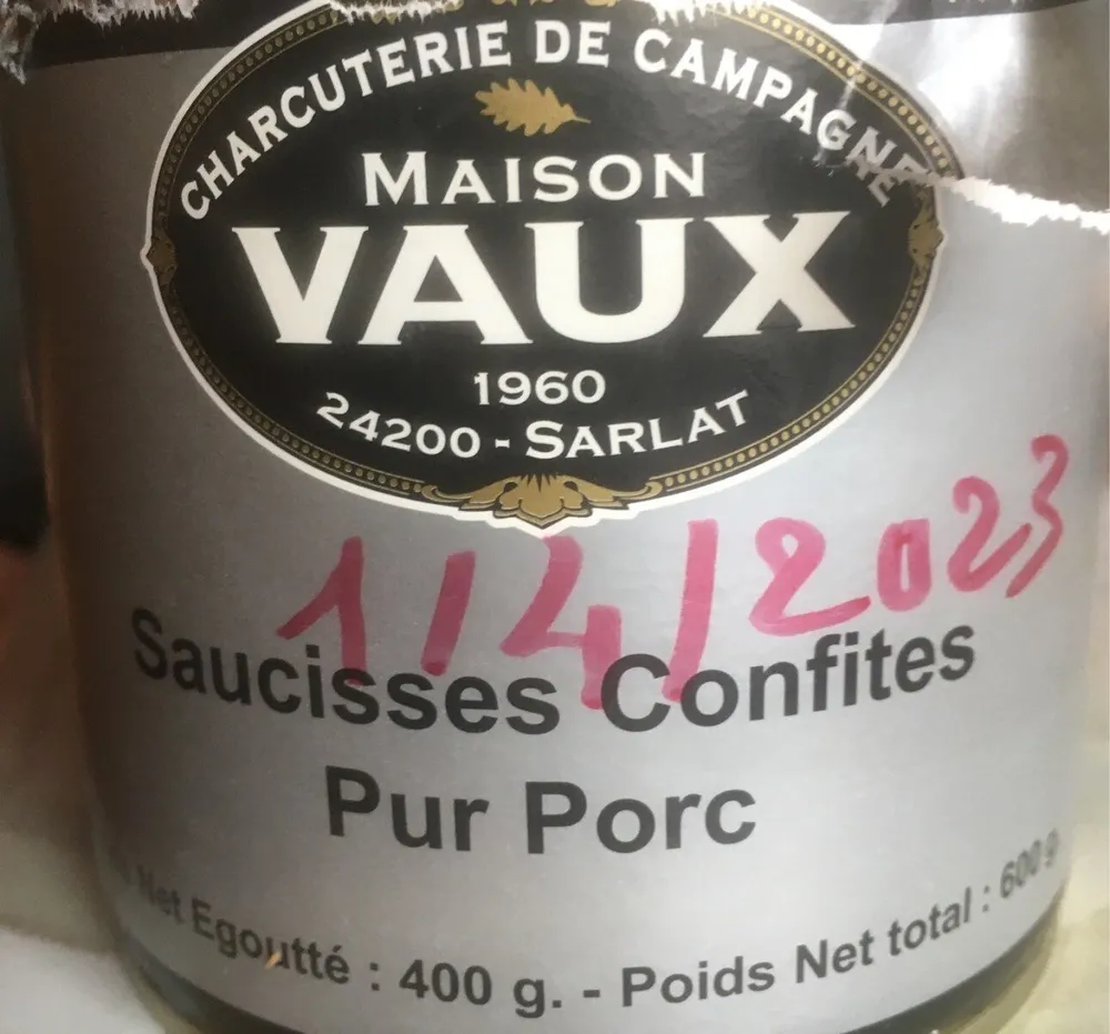 Saucisses confites pur porc