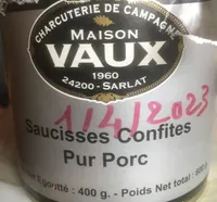 Saucisses confites pur porc