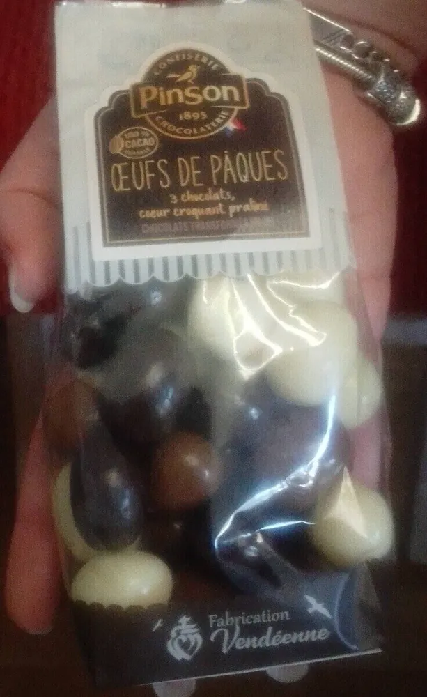 Oeufs de pâques 3 chocolats coeur croquant praliné