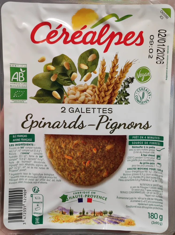 Galettes épinards-pignons