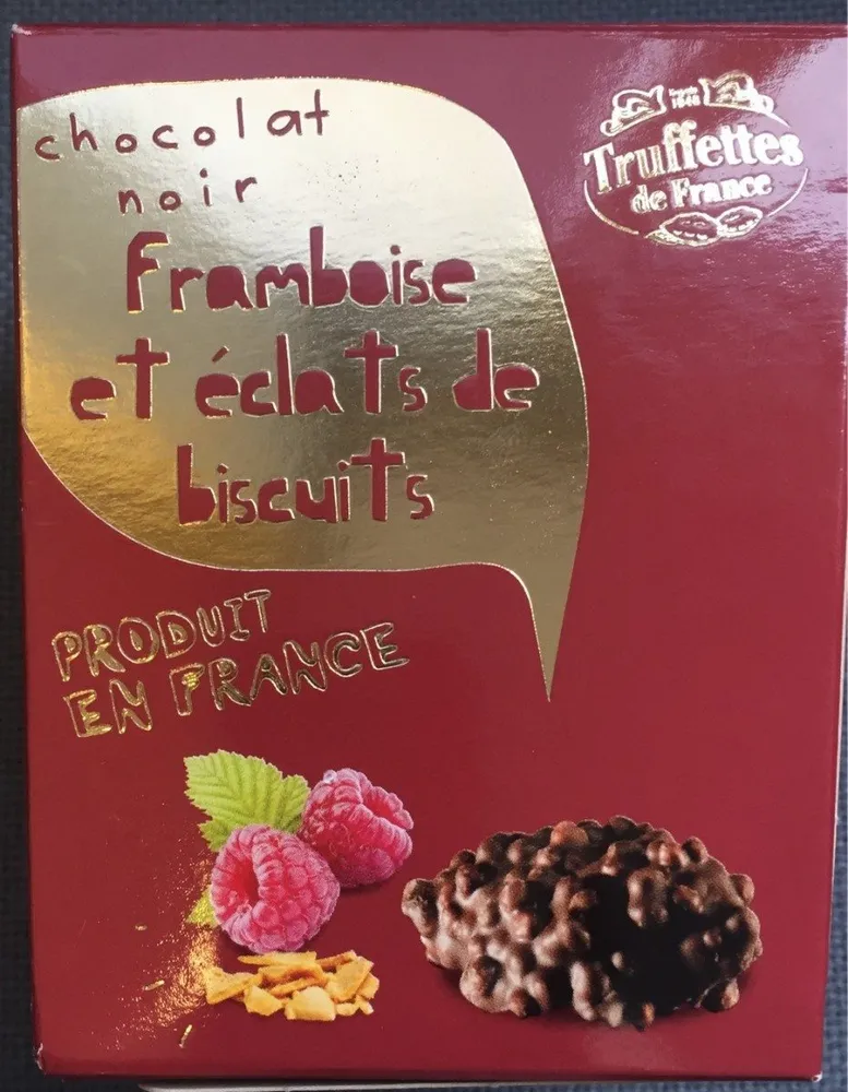 Chocolat noir, Framboise et éclats de biscuits