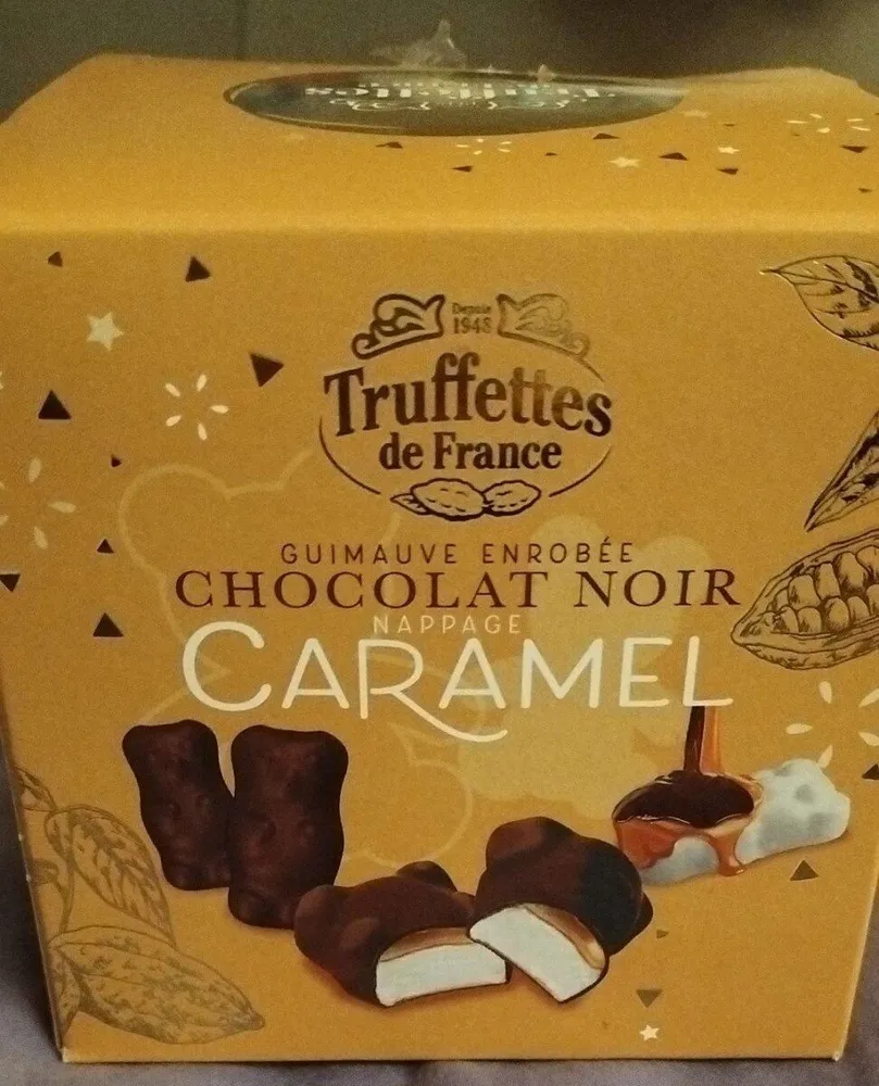 Guimauve enrobé chocolat noir nappage caramel