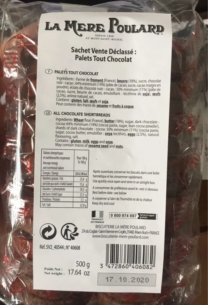Palets tout chocolat