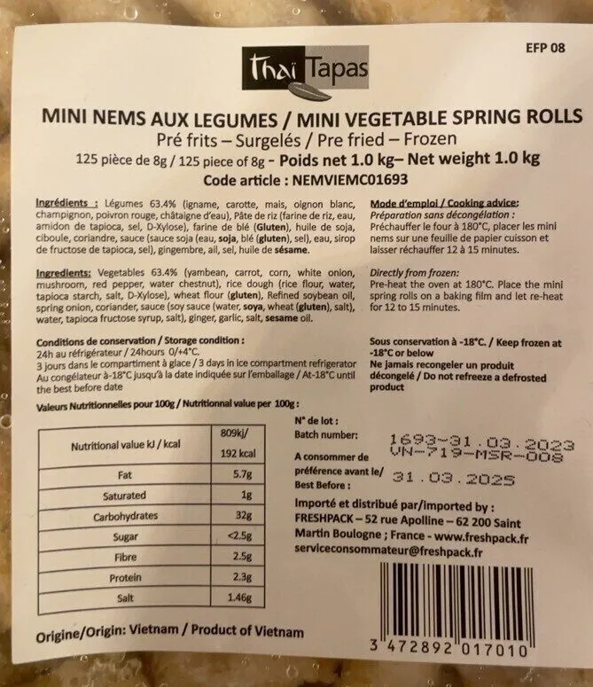 Mini nems aux legumes