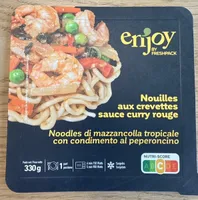 Nouilles aux crevettes sauce curry rouge